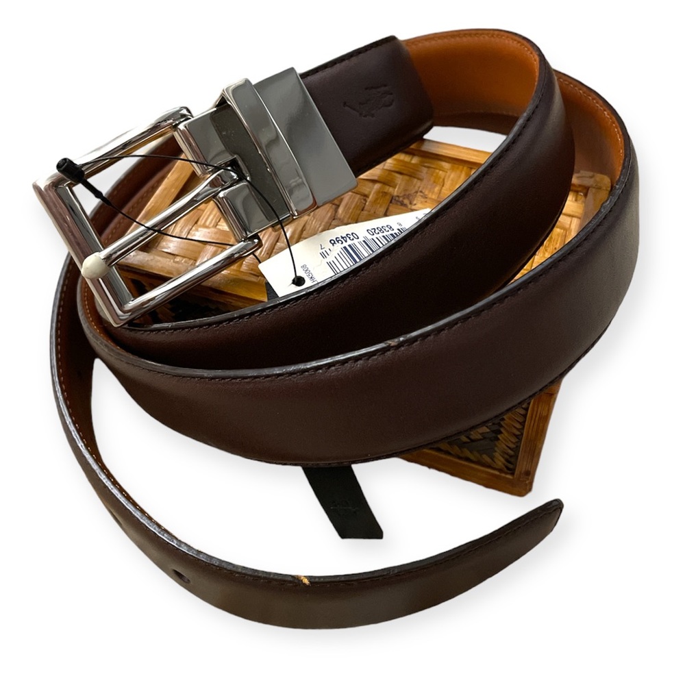 NWT Polo Ralph Lauren Men’s Brown And Cognac Leather Reversible Belt